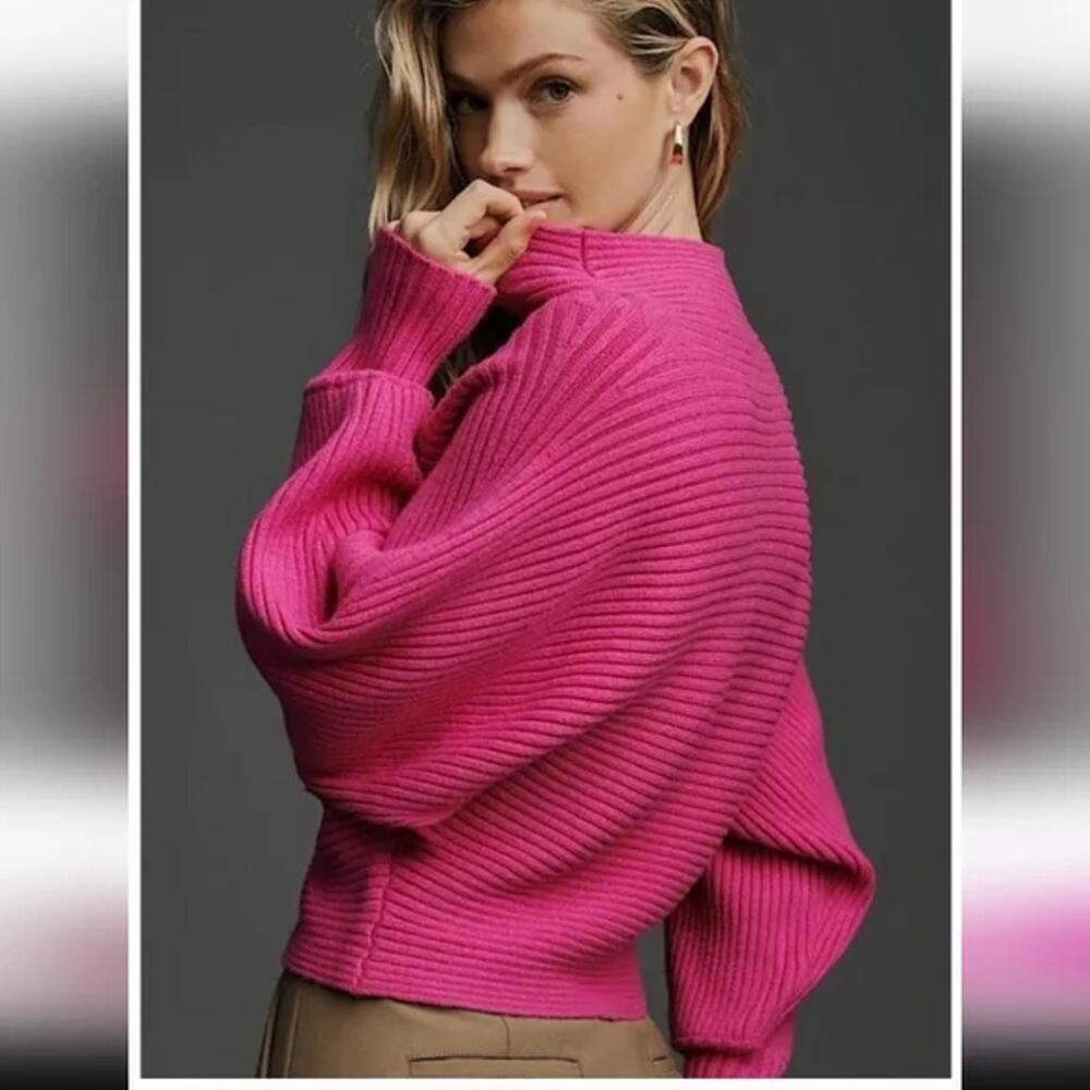 Women's Anthropologie Pink The Kendall Mock Neck Sweater xxs